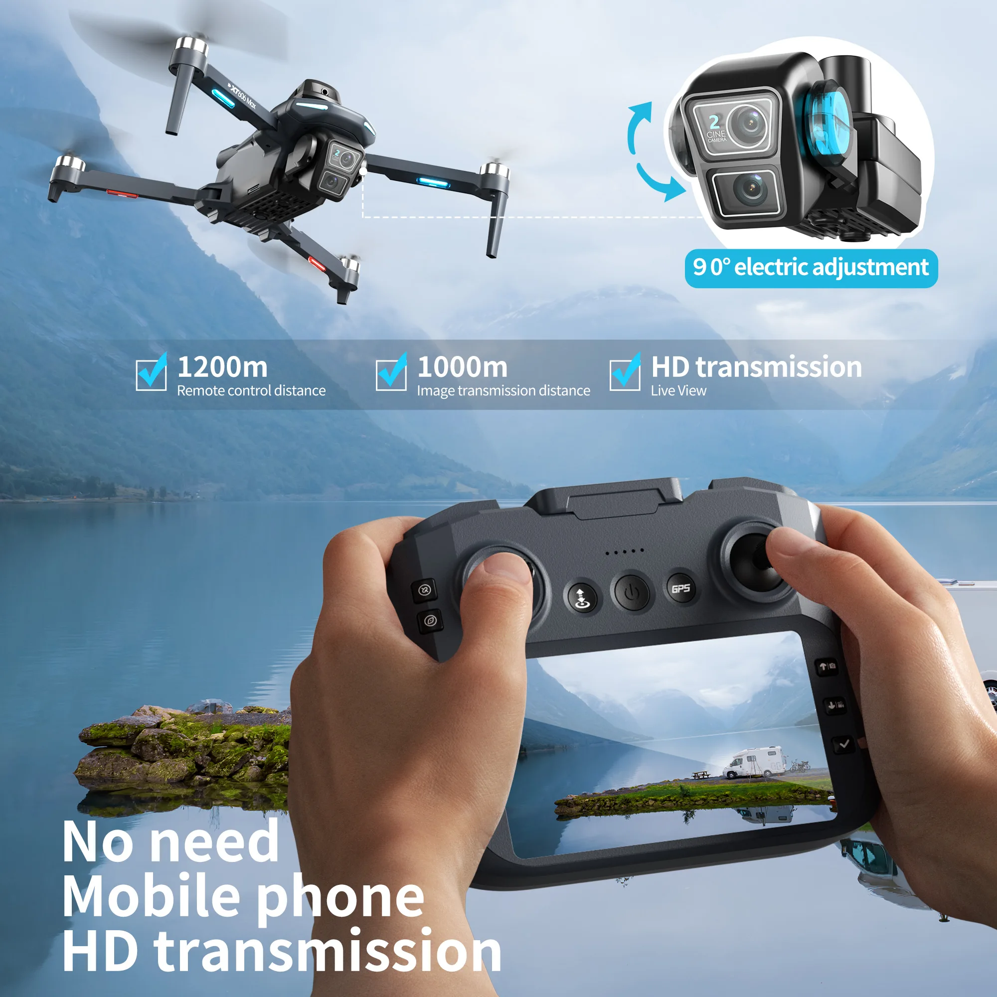 Drone GPS XT606 MAX Asli 4k Pr - Drone Multispectral ulasan dan harga